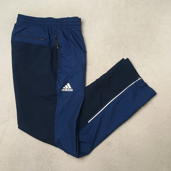 adidas Other - Adidas Track Pants Mens S Blue Nylon Soccer Colorblock Zip Pocket Ankle Zip Team
